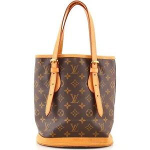 Louis Vuitton Bucket Monogram Canvas Leather Small Shoulder Bag Authentic